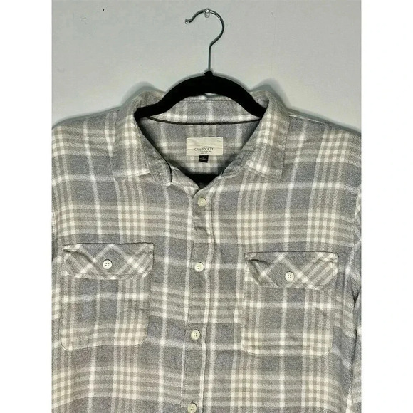 Civil Society women’s Grey Plaid Flannel Button-Up Shirt Size L 012 - Picture 4 of 6